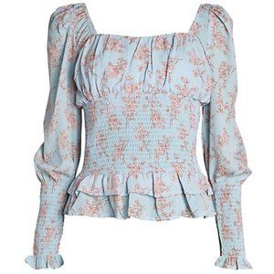 Cistar New York Ruffled Floral Peasant Top Small